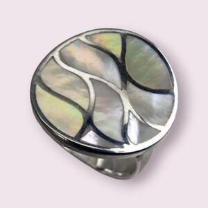 NEW Sterling SILVER Mother of Pearl inlay Ring 5.5